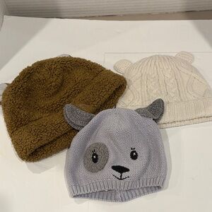 Baby toddler Hats in Tan, Cream, and Gray 6/12 months